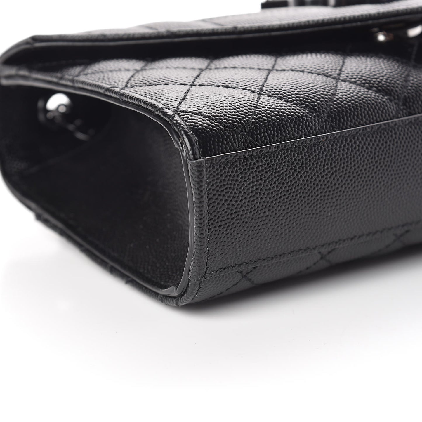 Grain De Poudre Textured Mixed Matelasse Triquilt Small Monogram Satchel Black