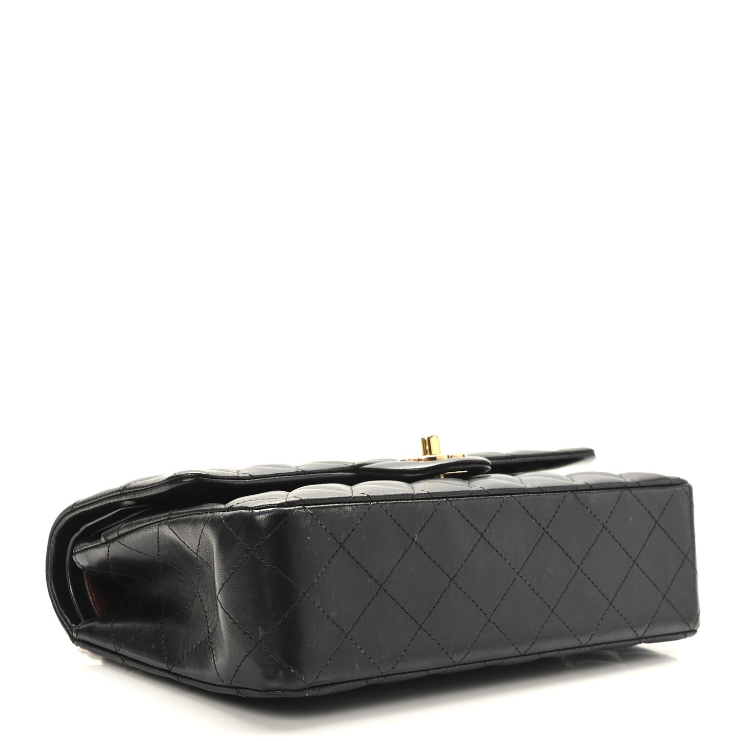 Lambskin Quilted Medium Double Flap Black