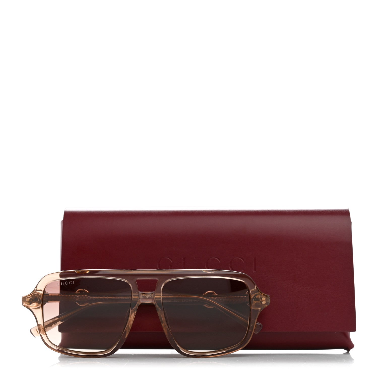 Gucci Acetate Horsebit Frame Sunglasses GG2052S Beige Transparent 9 of 9