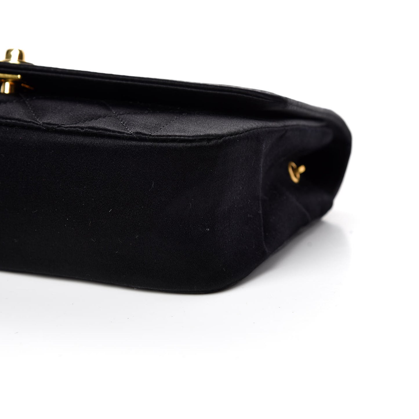 Satin Quilted Evening Flap Black