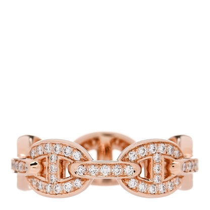 Hermes 18K Rose Gold Diamond PM d'Ancre Enchainee Ring 57 8 3 of 9