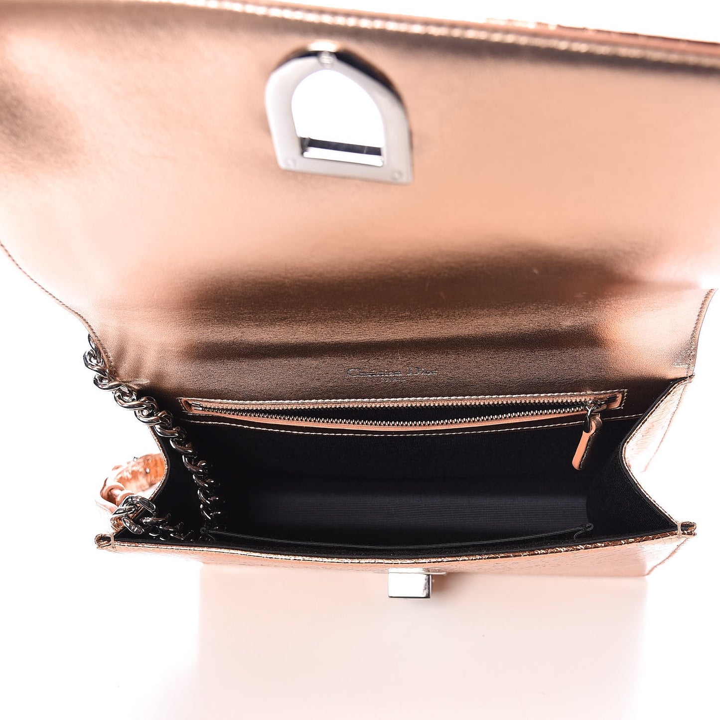 Metallic Ceramic Effect Deerskin Medium Diorama Flap Bag Gold