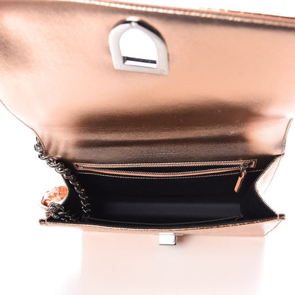 Christian Dior Metallic Ceramic Effect Deerskin Medium Diorama Flap Bag Gold 5 of 11