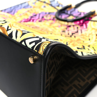 Fendi X VERSACE Canvas Printed Plexiglass Fendace FF Baroque XL Fendi Sunshine Shopper Tote Gold 12 of 12