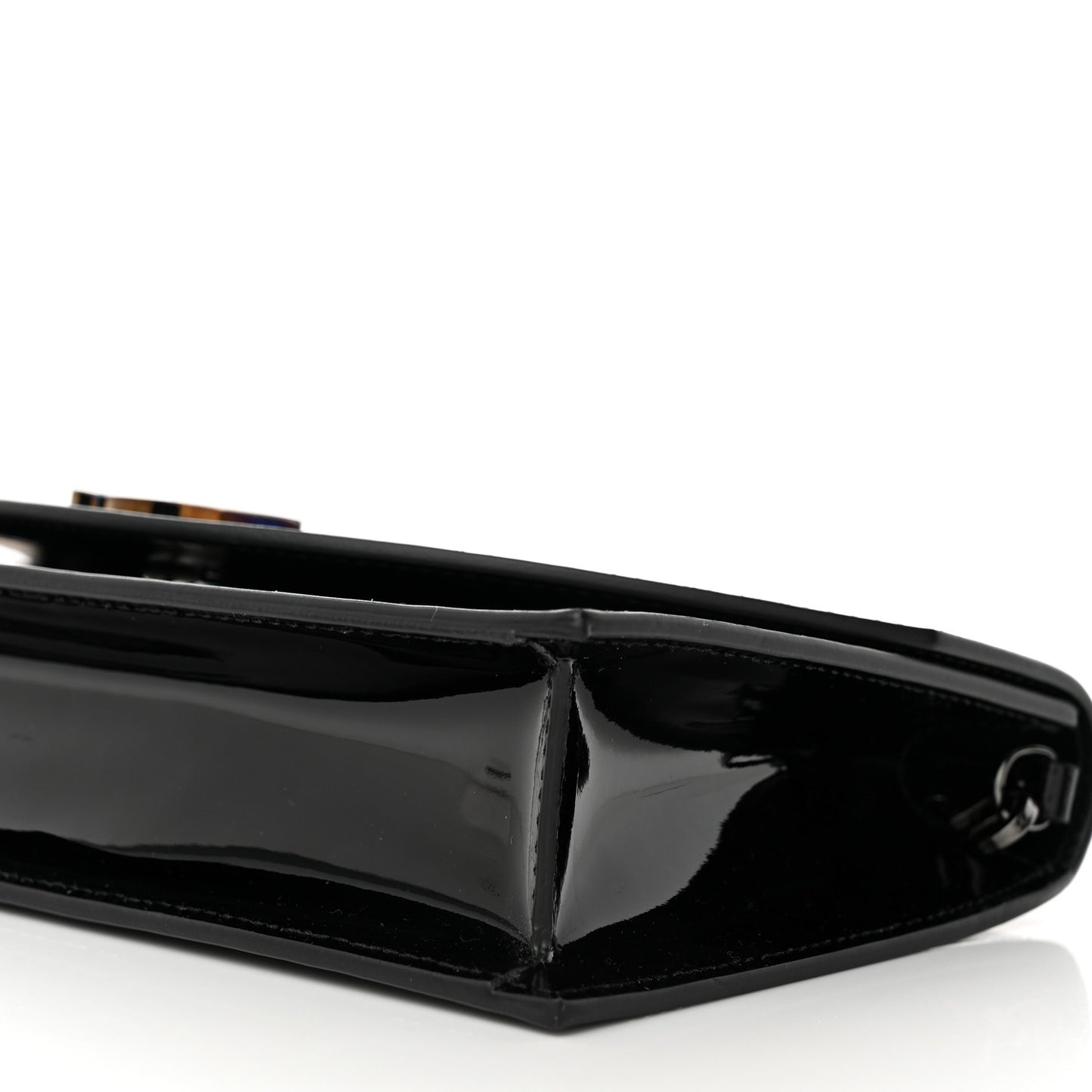 Patent Calfskin Loubi54 Crossbody Clutch Black