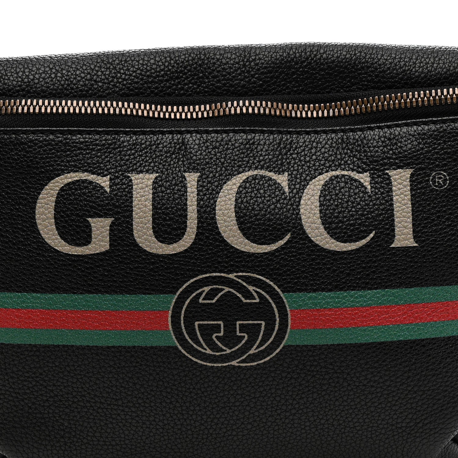 Gucci Grained Calfskin Logo Belt Bag Black 9 of 11
