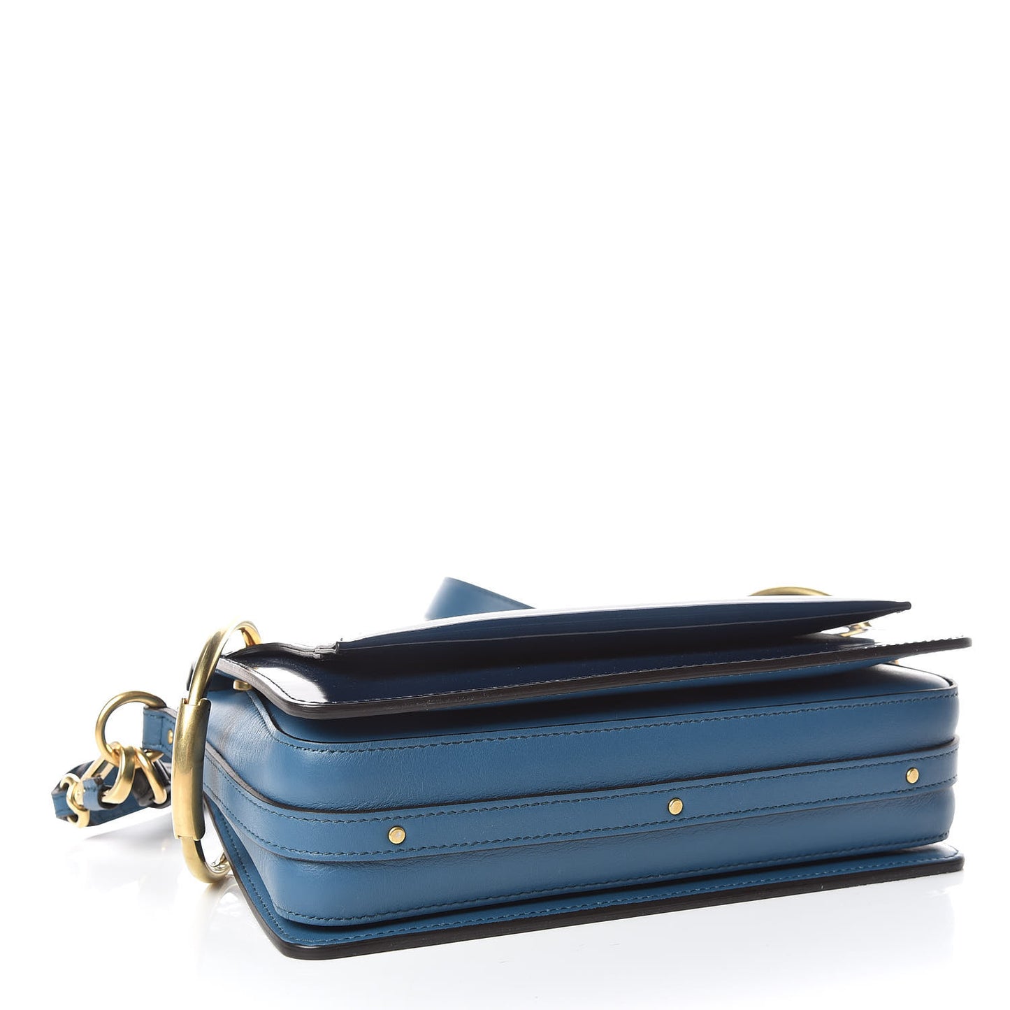 Glossy Lambskin Small Roy Bag Vinyl Blue