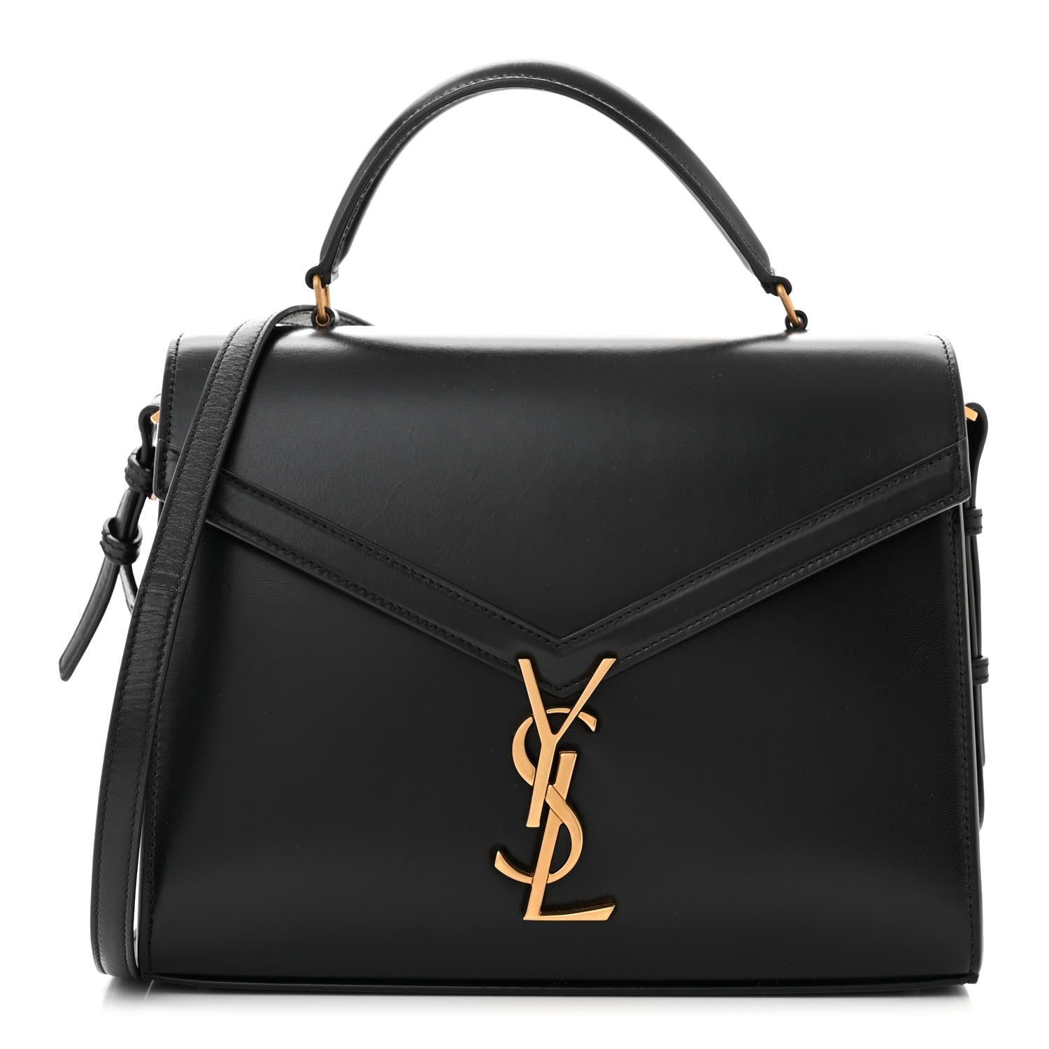 Saint Laurent Smooth Calfskin Medium Classic Monogram Cassandra Top Handle Black Rouge Legion 1 of 9