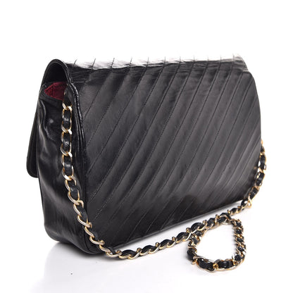 Chanel Lambskin Diagonal Quilted Small Single Flap Black 4 of 12