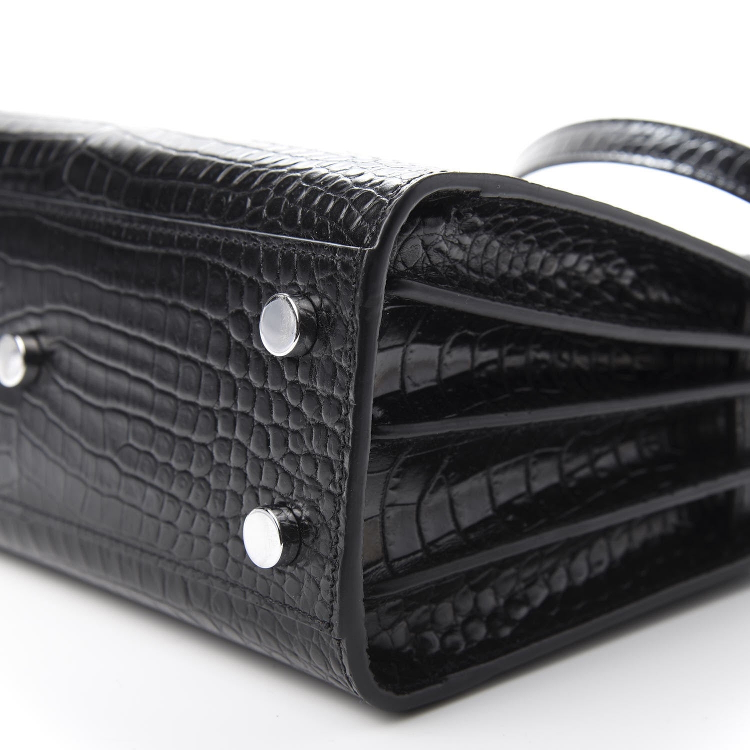 Saint Laurent Calfskin Crocodile Embossed Nano Sac De Jour Black 7 of 9