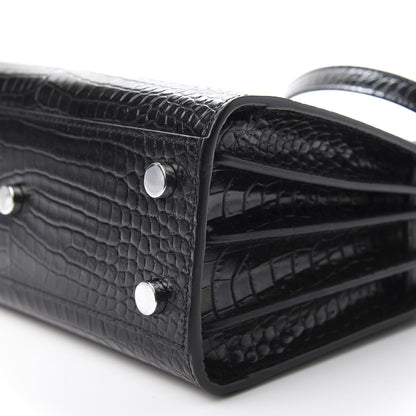 Saint Laurent Calfskin Crocodile Embossed Nano Sac De Jour Black 7 of 9