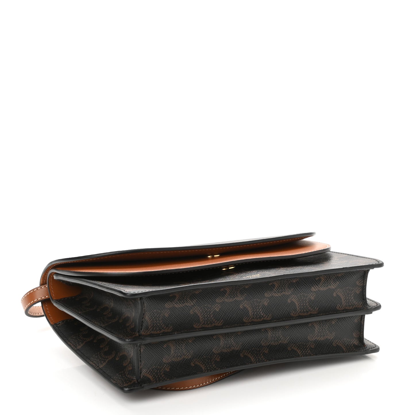 Triomphe Canvas Lambskin Wallet On Strap Tan