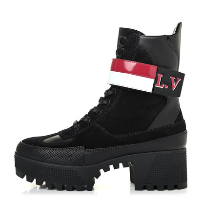 Louis Vuitton Suede Calfskin Laureate Platform Desert Boots 36 Black 1 of 4