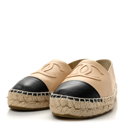 Chanel Lambskin CC Espadrilles 36 Beige Black 4 of 11