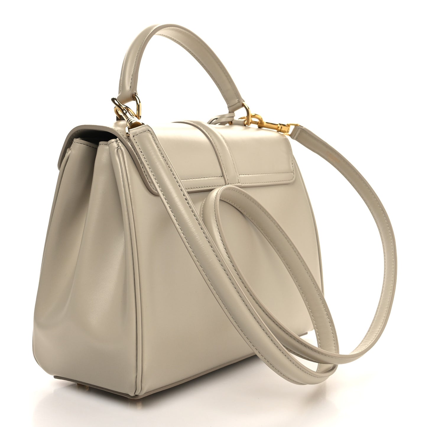 Satinated Calfskin Small 16 Top Handle Bag Beige