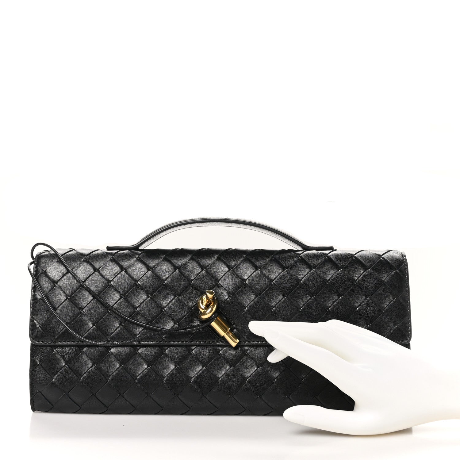 Bottega Veneta Nappa Intrecciato Long Andiamo Top Handle Clutch Black 2 of 7