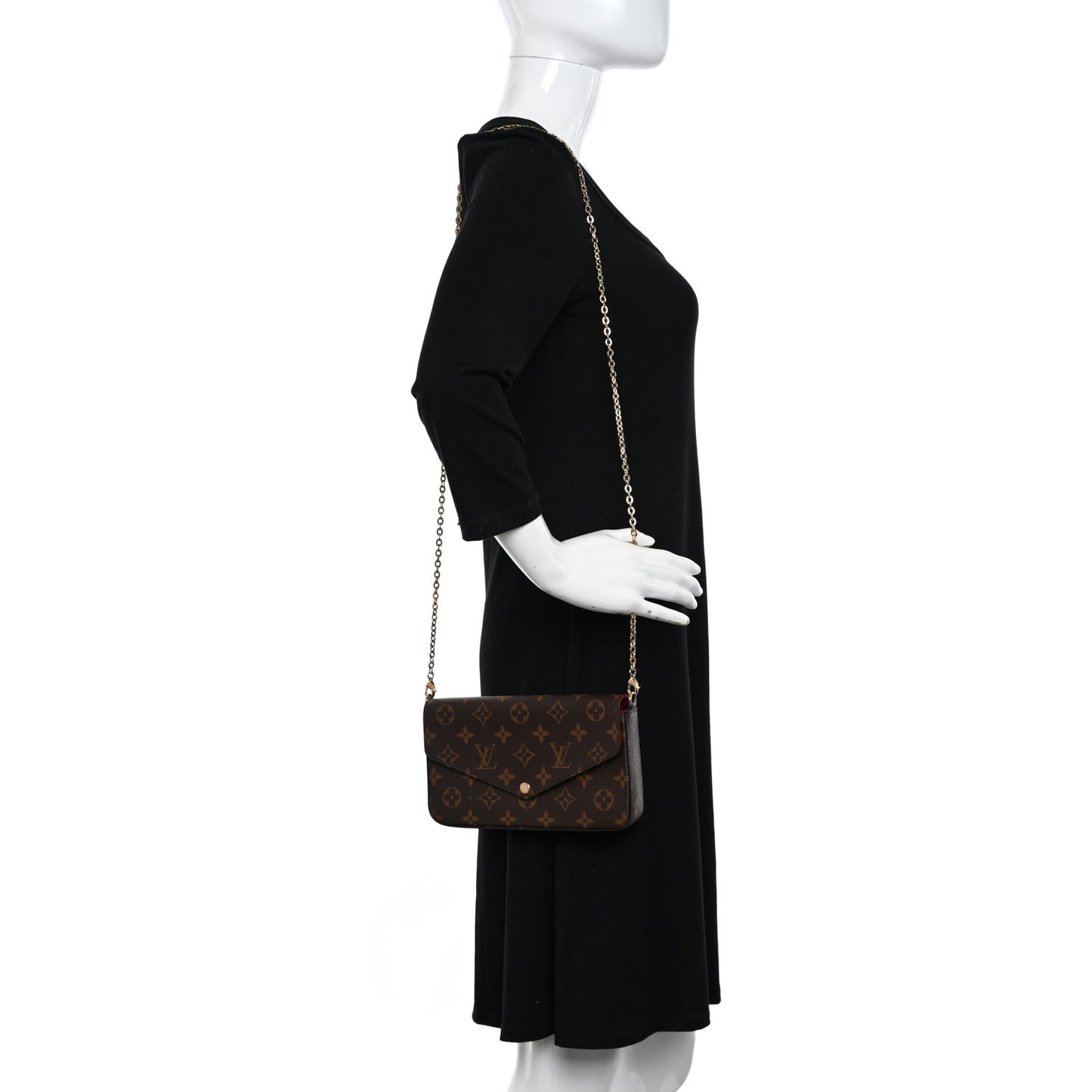 Monogram Pochette Felicie Chain Wallet Fuchsia