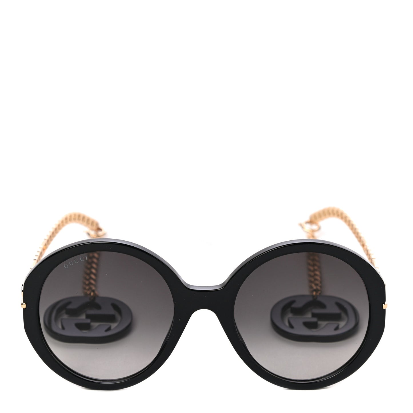 Acetate Detachable Charm Oversized Frame Round Sunglasses GG0726S Black