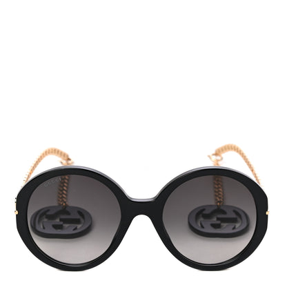Gucci Acetate Detachable Charm Oversized Frame Round Sunglasses GG0726S Black 4 of 8