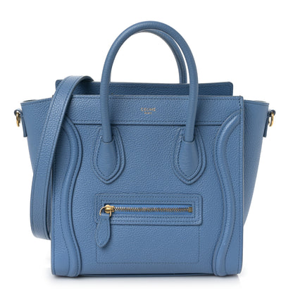 Celine Drummed Calfskin Nano Luggage Azure 1 of 9