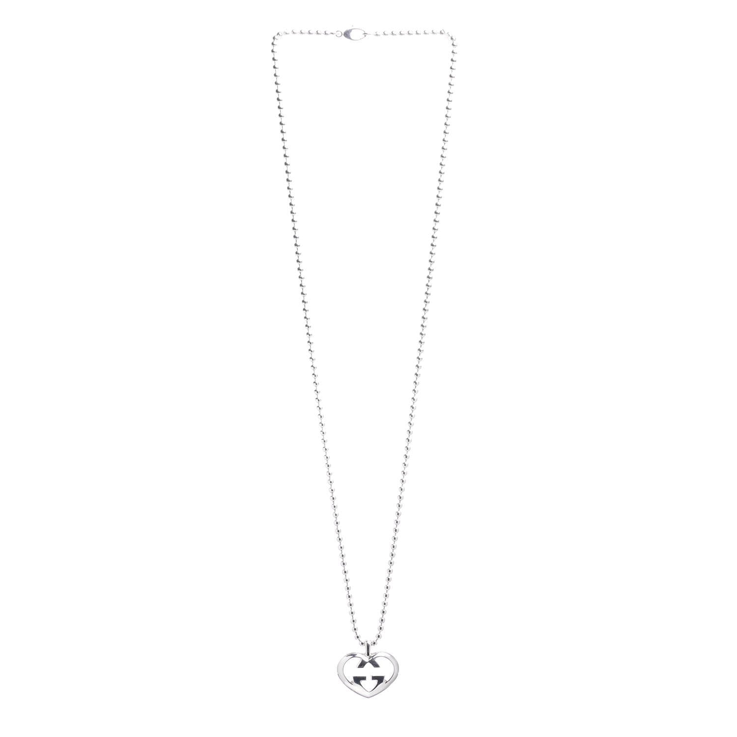 Gucci Sterling Silver Britt Heart Pendant Necklace 3 of 5