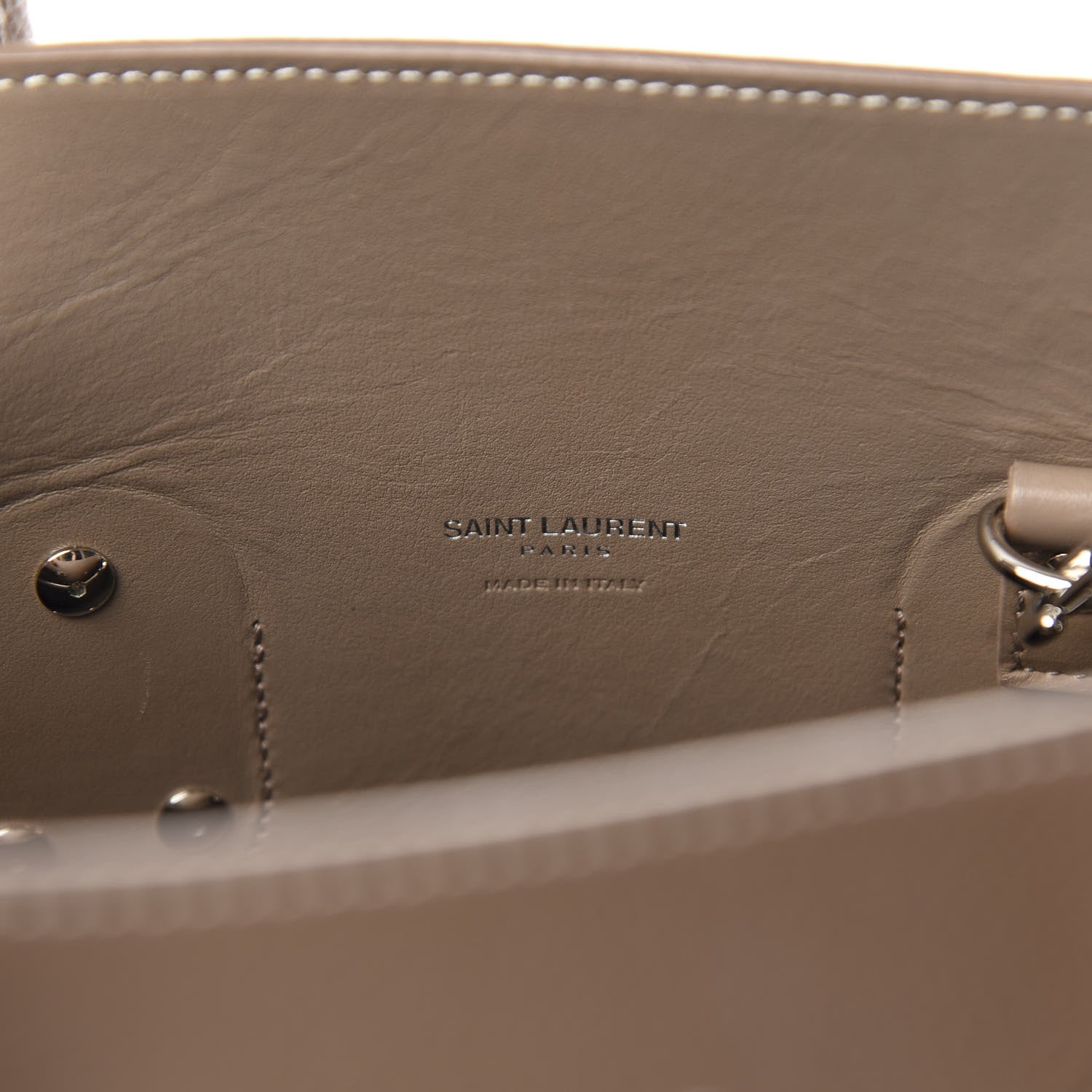 Saint Laurent Grained Calfskin Topstitch Small Classic Sac De Jour Taupe 8 of 9