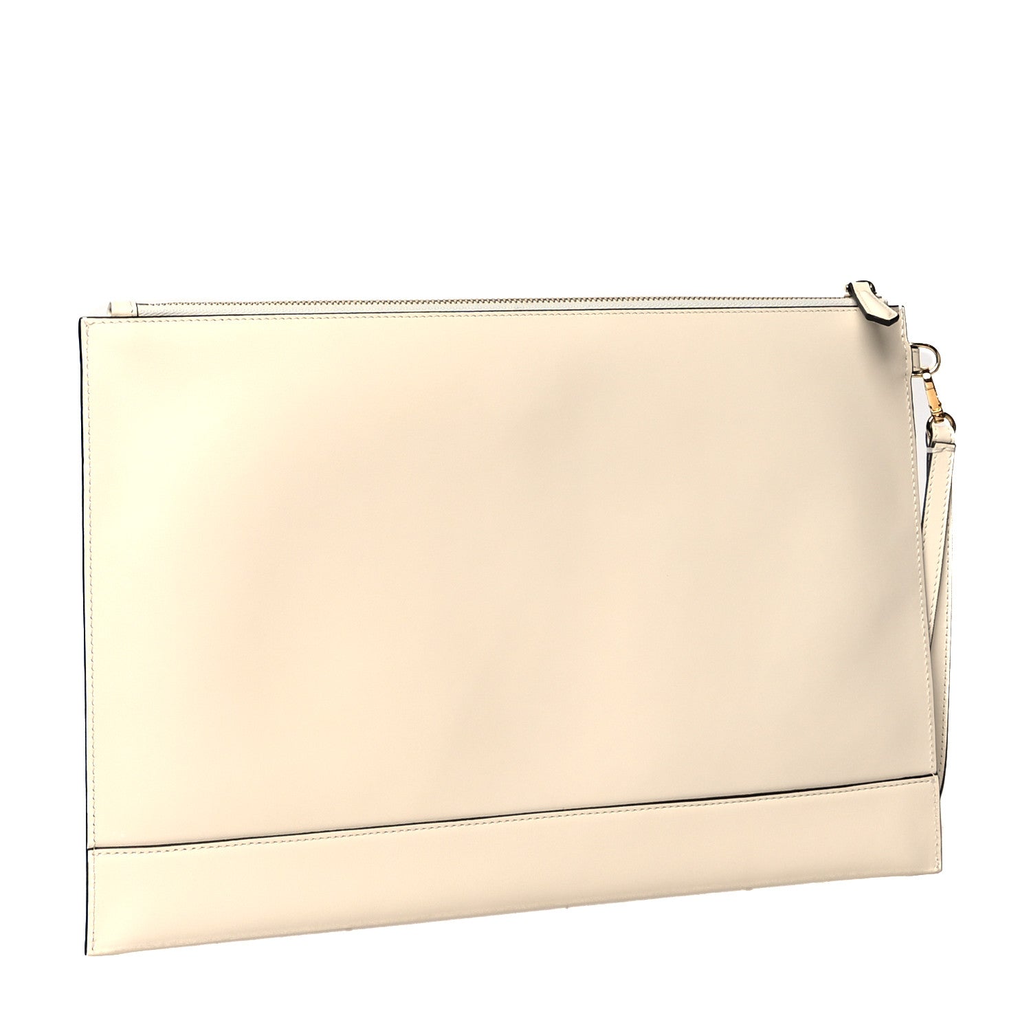 Fendi Vitello King Logo Embossed Large Flat Pouch White Ice 3 of 8