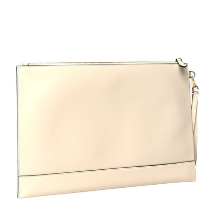 Fendi Vitello King Logo Embossed Large Flat Pouch White Ice 3 of 8