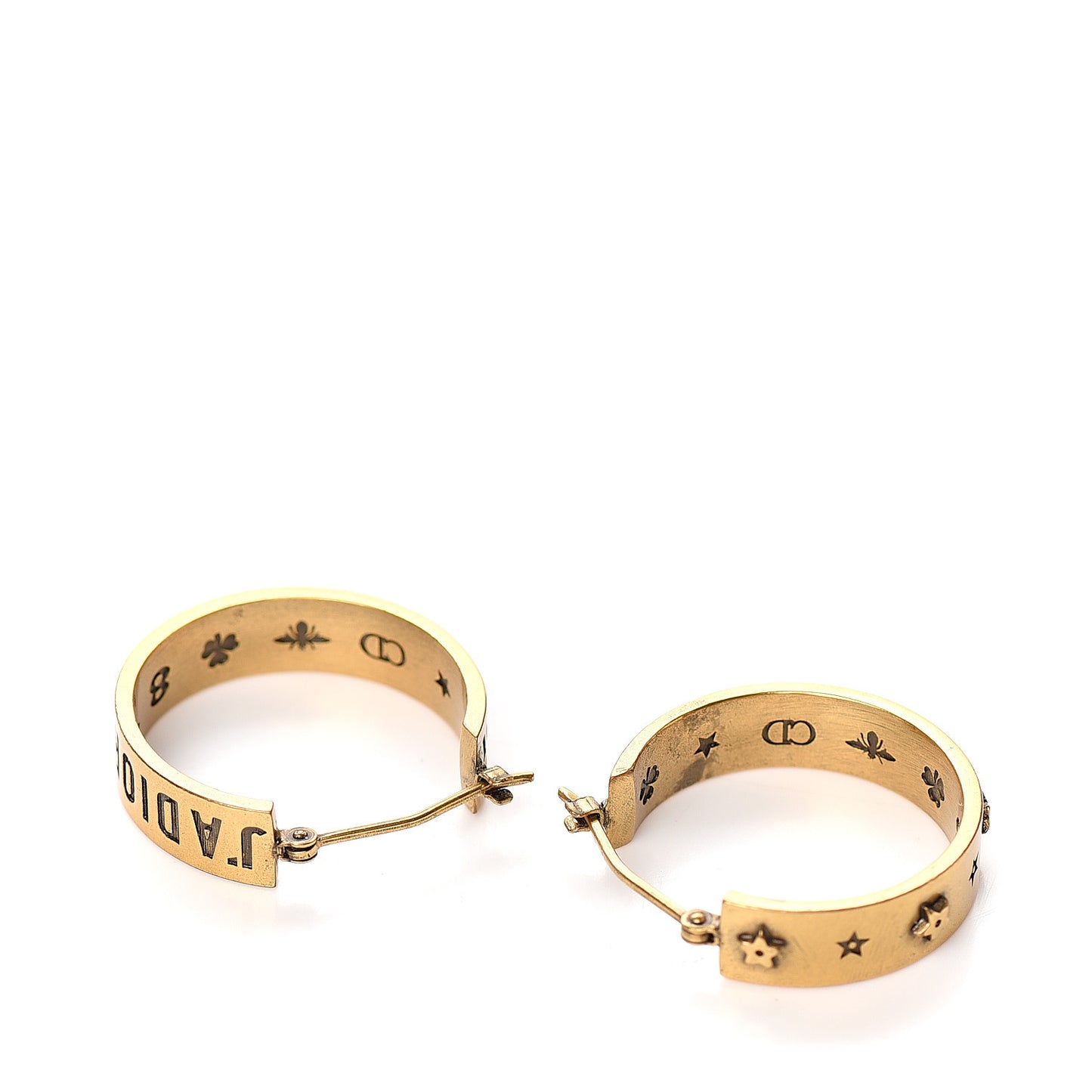 Metal Small J'Adior Star Hoop Earrings Aged Gold