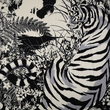 Hermes Cashmere Silk Tyger Tyger Shawl 140 Noir Blanc Gris 1 of 6