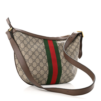 Gucci GG Supreme Monogram Web Small Ophidia Half Moon Hobo Brown 3 of 17