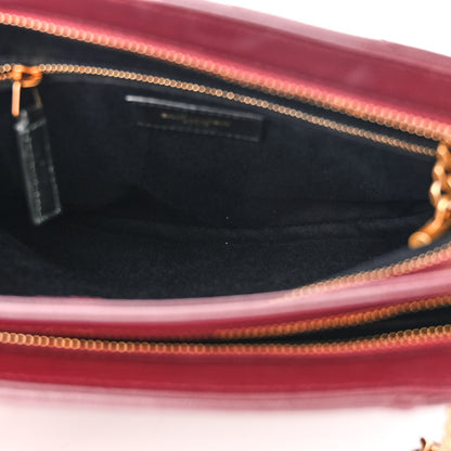 Saint Laurent Grain de Poudre Matelasse Chevron Small Tribeca Shopping Bag Rouge Legion 5 of 11