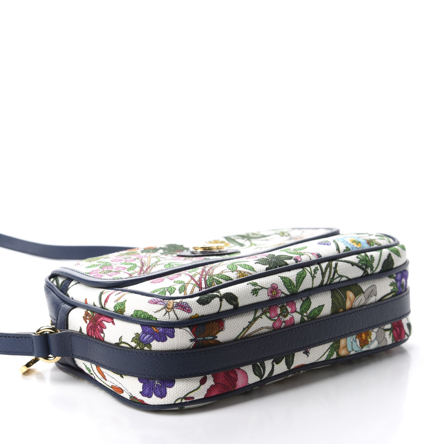 Gucci Canvas Flora Floral Shoulder Bag White Blue Agata Mulitcolor 4 of 10