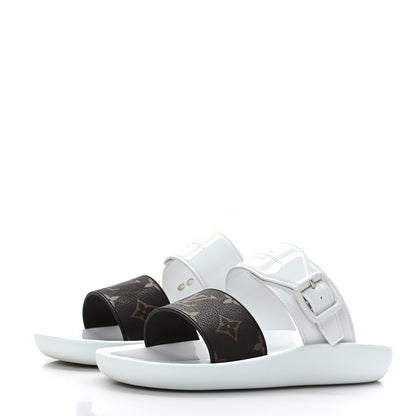 Louis Vuitton Monogram Sunbath Flat Mule Sandals 36 White 3 of 6