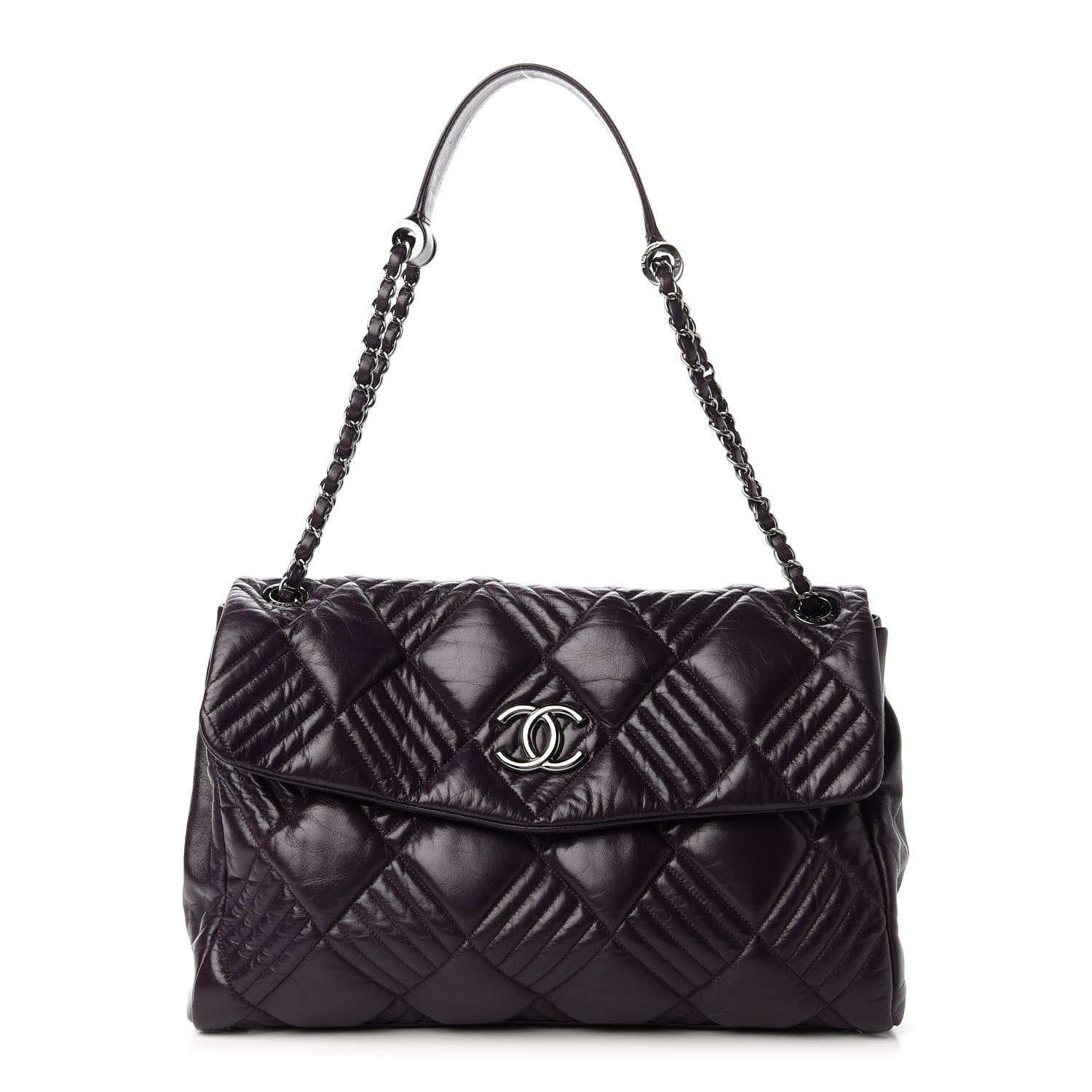 Chanel Calfskin Diagonal Quilted Flap Purple 1 of 10