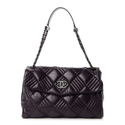 Chanel Calfskin Diagonal Quilted Flap Purple 1 of 10