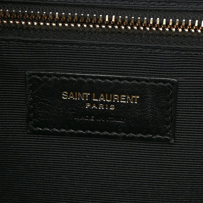 Saint Laurent Grain De Poudre Matelasse Chevron Large Monogram Satchel Black 6 of 9