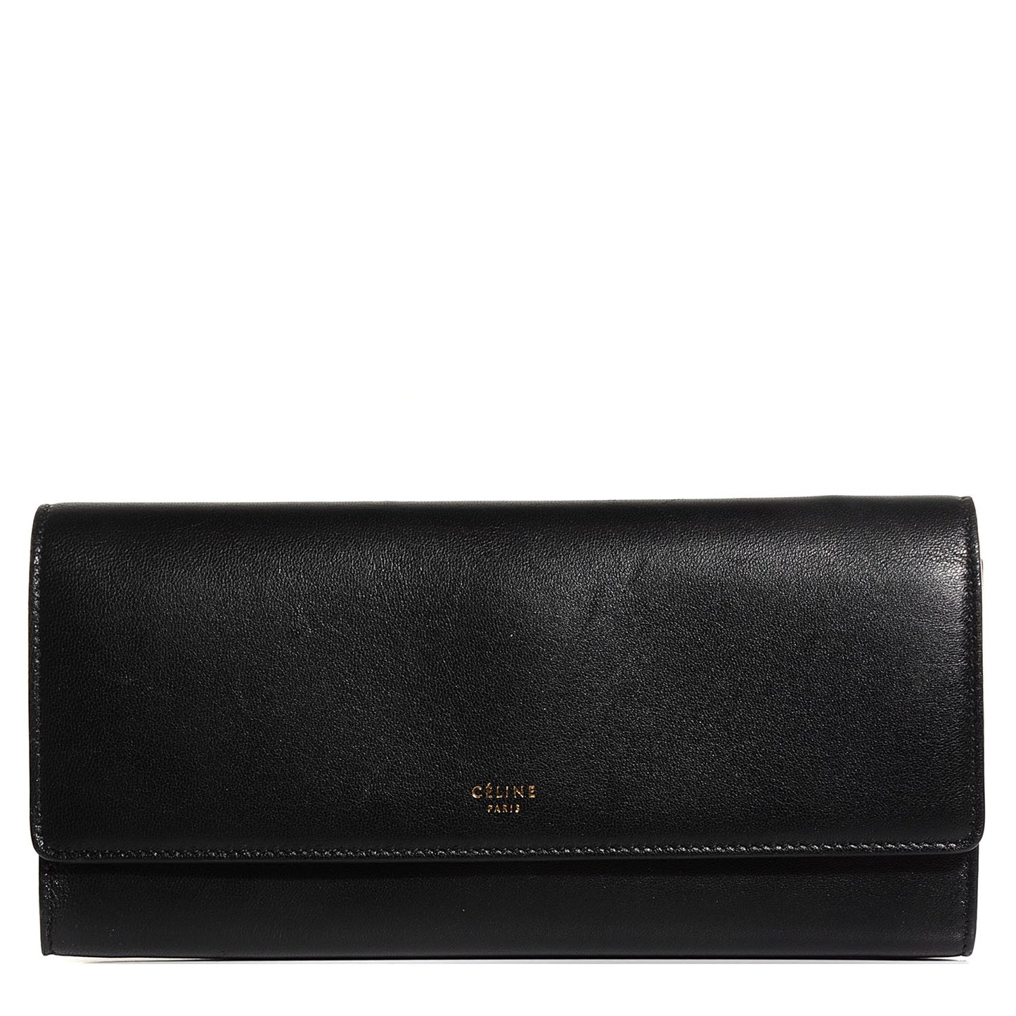 Smooth Calfskin Large Flap Wallet Black