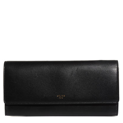 Celine Smooth Calfskin Large Flap Wallet Black 1 of 8