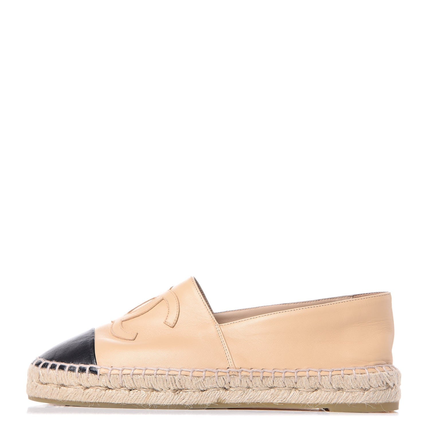 Chanel Lambskin CC Espadrilles 39 Beige Black 1 of 12