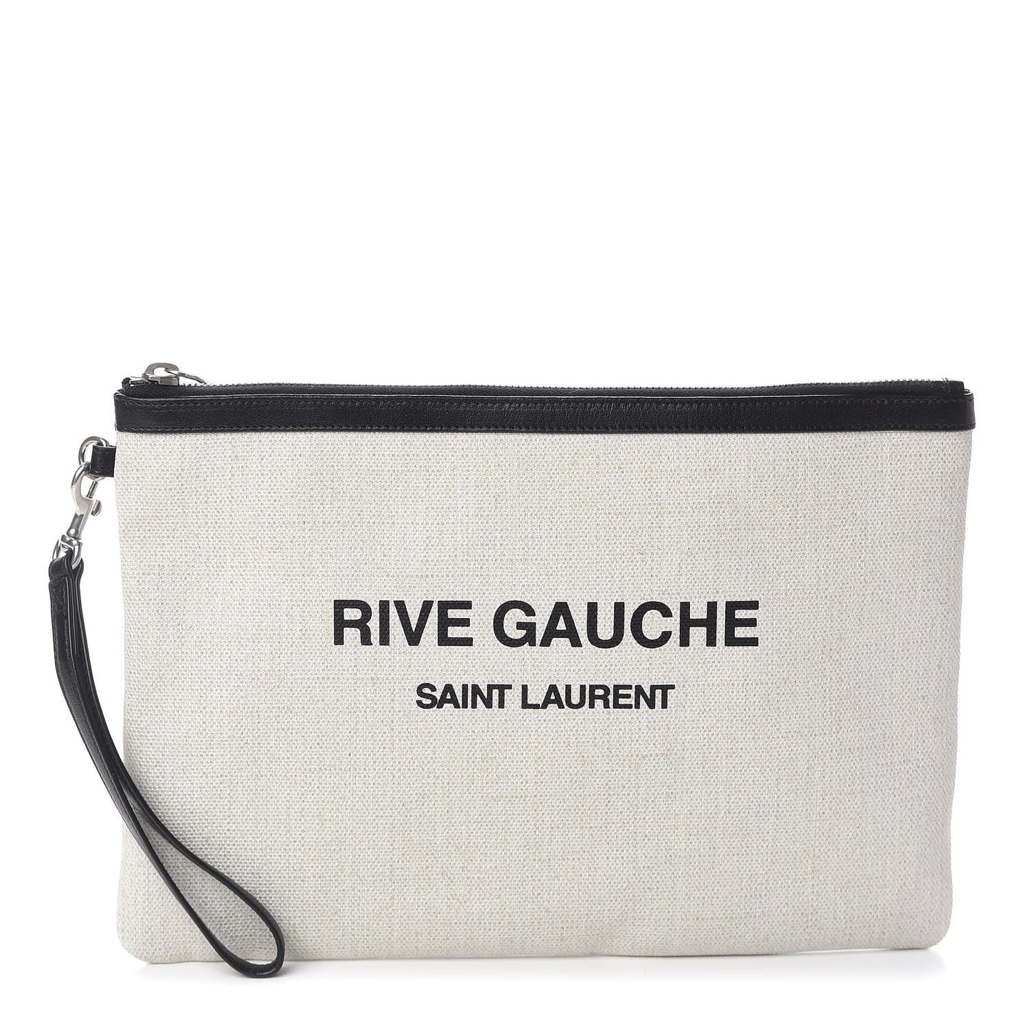 Linen Canvas Rive Gauche Zipped Pouch Optic White
