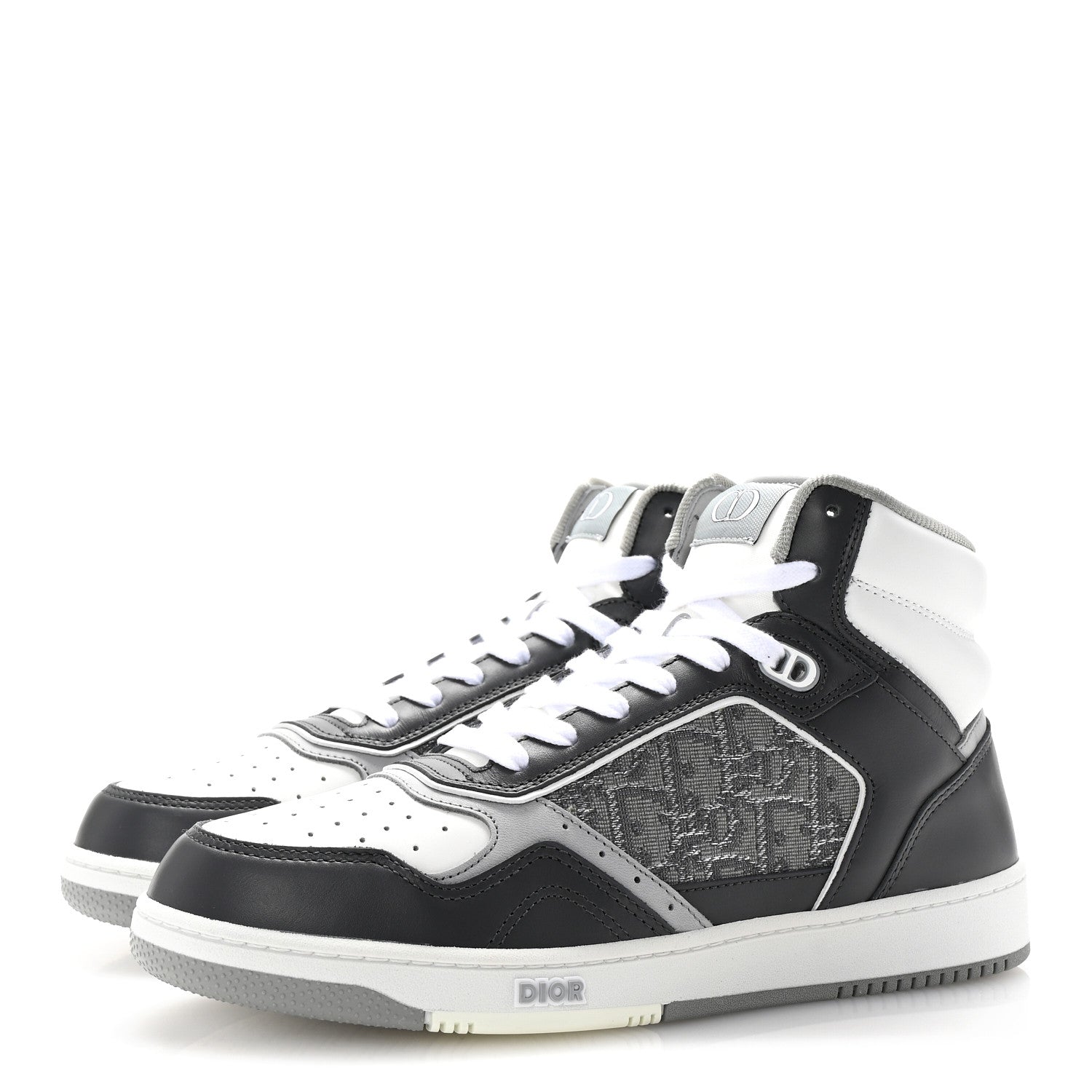 Christian Dior Smooth Calfskin Jacquard Oblique Mens B27 High Top Sneakers 40 Grey 4 of 10