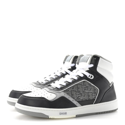 Christian Dior Smooth Calfskin Jacquard Oblique Mens B27 High Top Sneakers 40 Grey 4 of 10
