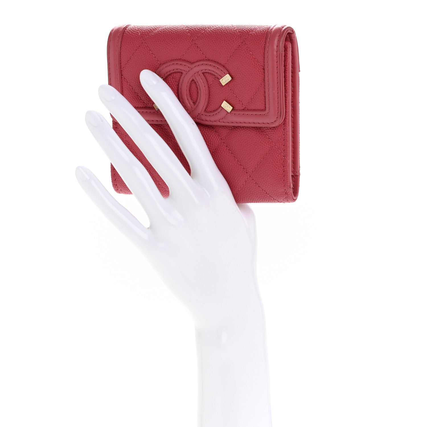 Chanel Caviar Quilted Medium Filigree Flap Wallet Pink 2 of 10