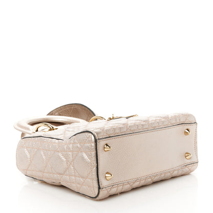 Christian Dior Metallic Grained Calfskin Cannage Small Supple Lady Dior Pale Gold 4 of 12