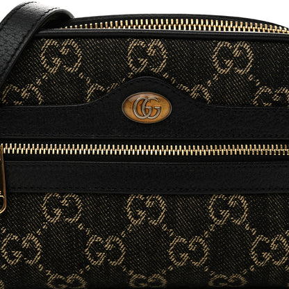 Gucci Jacquard Black Denim GG Monogram Textured Dollar Calfskin Mini Ophidia Shoulder Bag Black Ivory 8 of 10