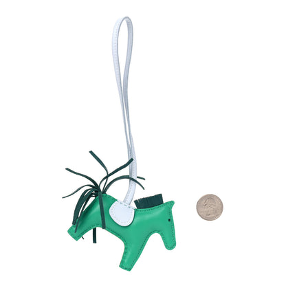 Hermes Milo Lambskin Grigri Rodeo Horse Bag Charm PM Menthe Malachite Bleu Brume 2 of 3