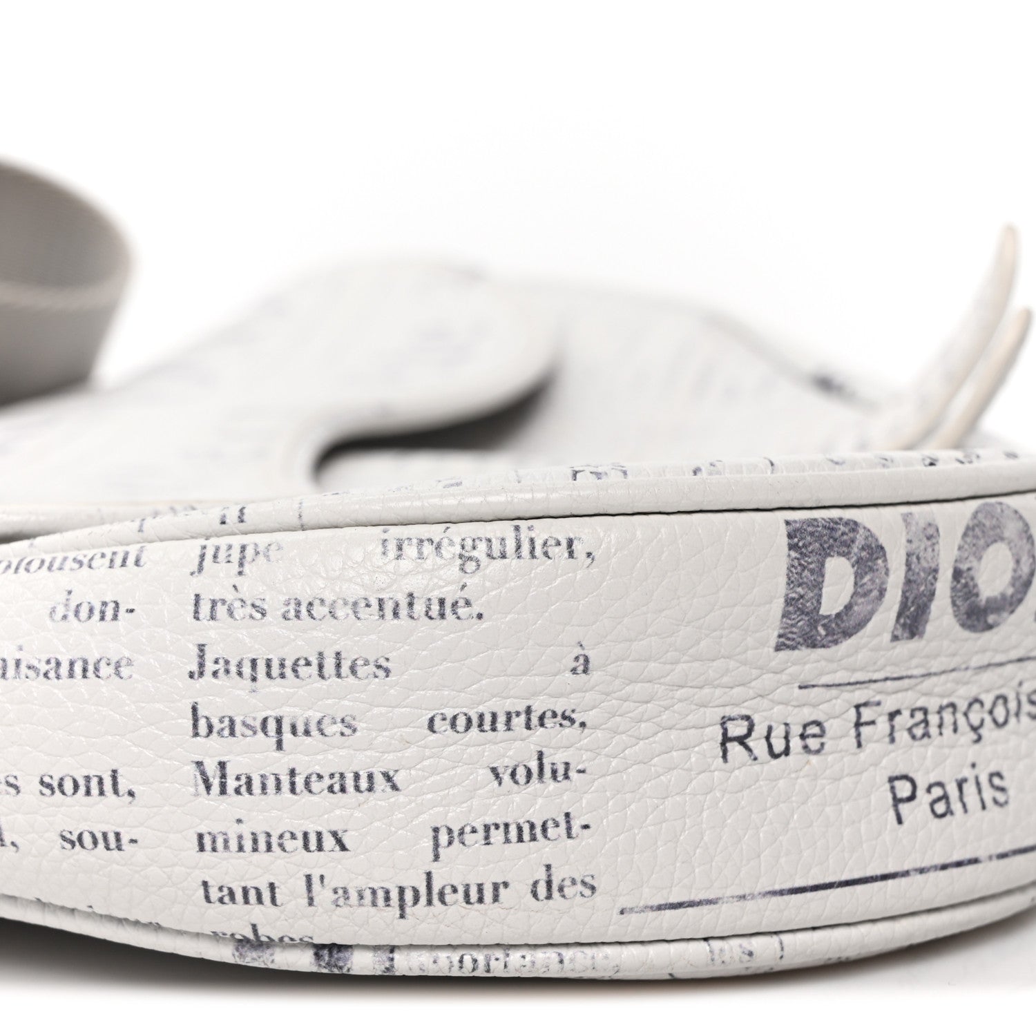 Christian Dior X DANIEL ARSHAM Grained Calfskin Newspaper Print Saddle Bag White 9 of 10