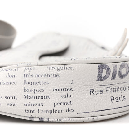 Christian Dior X DANIEL ARSHAM Grained Calfskin Newspaper Print Saddle Bag White 9 of 10