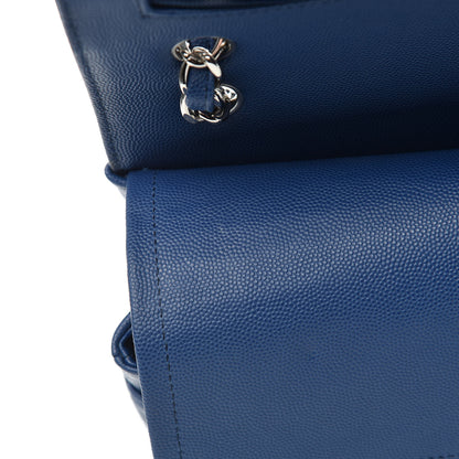 Chanel Caviar Chevron Quilted Jumbo Double Flap Blue 12 of 14